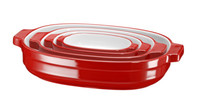Набор керамических форм для запекания, овальные 4 шт. красный KBLR04NSER